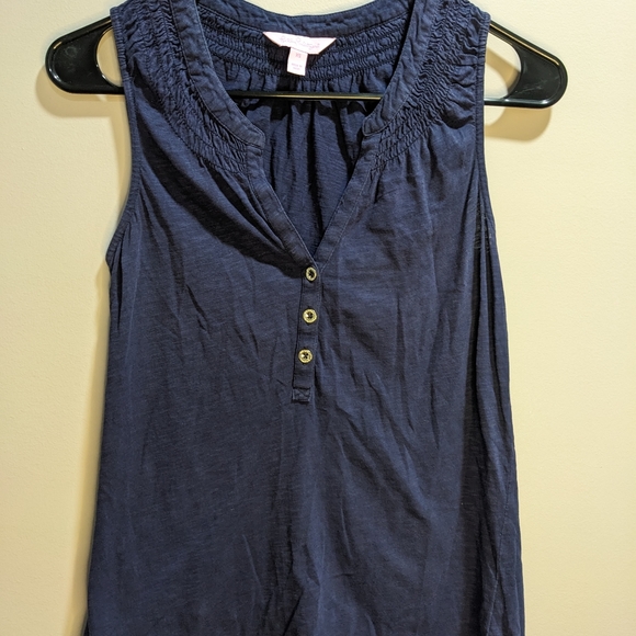 Lilly Pulitzer navy blue tank top with gold buttons women's size extra small - Picture 5 of 5